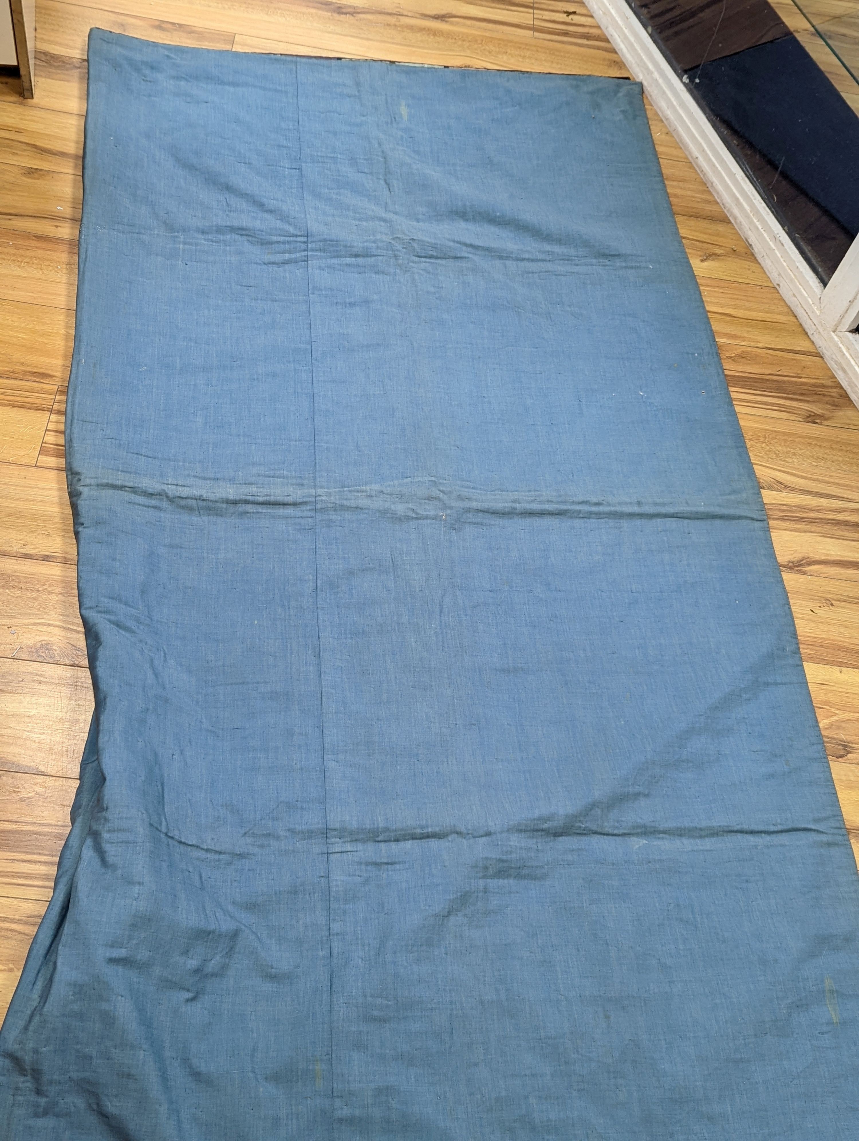 A Victorian silk patchwork bed cover, 220 cms x216 cms.